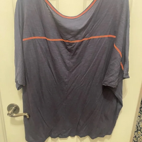 White Birch Boxy Blue shortSleeve Blouse - Picture 7 of 11